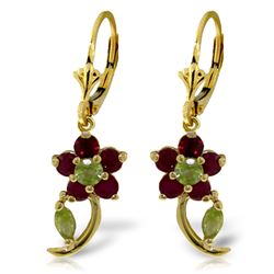 ALARRI 1.72 CTW 14K Solid Gold Flora Ruby Peridot Earrings