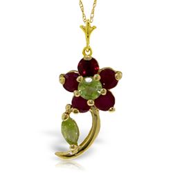 ALARRI 0.87 Carat 14K Solid Gold Flora Ruby Peridot Necklace