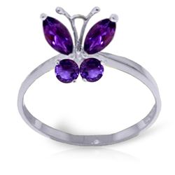 ALARRI 0.6 CTW 14K Solid White Gold Butterfly Ring Natural Purple Amethyst