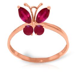 ALARRI 0.6 Carat 14K Solid Rose Gold Butterfly Ring Natural Ruby
