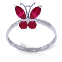 ALARRI 0.6 Carat 14K Solid White Gold Butterfly Ring Natural Ruby