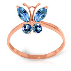 ALARRI 0.6 CTW 14K Solid Rose Gold Butterfly Ring Natural Blue Topaz