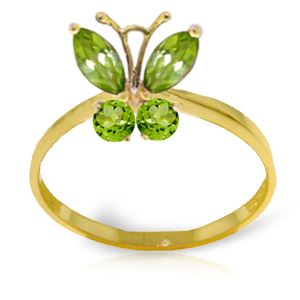 ALARRI 0.6 Carat 14K Solid Gold Butterfly Ring Natural Peridot