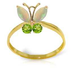 ALARRI 0.7 CTW 14K Solid Gold Butterfly Ring Opal Peridot