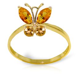 ALARRI 0.6 Carat 14K Solid Gold Butterfly Ring Natural Citrine