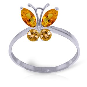 ALARRI 0.6 Carat 14K Solid White Gold Butterfly Ring Natural Citrine