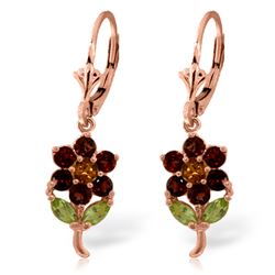 ALARRI 2.12 Carat 14K Solid Rose Gold Flowers Earrings Garnet, Citrine Peridot