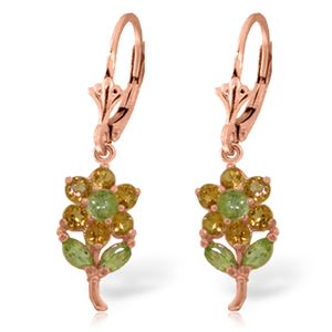 ALARRI 2.12 CTW 14K Solid Rose Gold Flowers Earrings Citrine Peridot