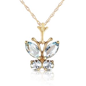 ALARRI 0.6 Carat 14K Solid Gold Butterfly Necklace Aquamarine