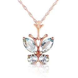 ALARRI 0.6 Carat 14K Solid Rose Gold Butterfly Necklace Aquamarine