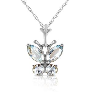 ALARRI 0.6 CTW 14K Solid White Gold Butterfly Necklace Aquamarine