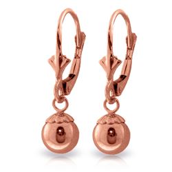 ALARRI 14K Solid Rose Gold Leverback Ball Drop Earrings