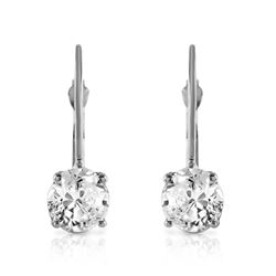 ALARRI 1 Carat 14K Solid White Gold Leverback Earrings 1.0 Carat Diamond