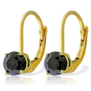 ALARRI 1 CTW 14K Solid Gold Leverback Earrings 1.0 Carat Black Diamond