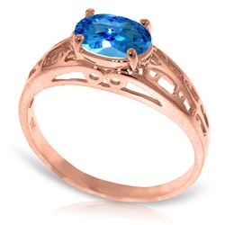 ALARRI 14K Solid Rose Gold Filigree Ring w/ Natural Blue Topaz
