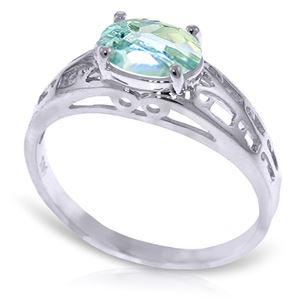 ALARRI 1.15 CTW 14K Solid White Gold Filigree Ring Natural Aquamarine