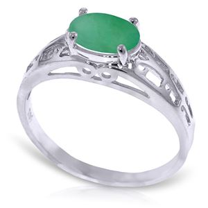 ALARRI 1.15 Carat 14K Solid White Gold Filigree Ring Natural Emerald
