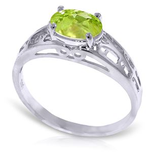 ALARRI .95 CTW 14K Solid White Gold Filigree Ring Natural Peridot