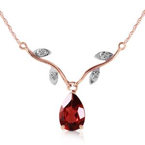 ALARRI 14K Solid Rose Gold Necklace w/ Natural Diamond & Garnet