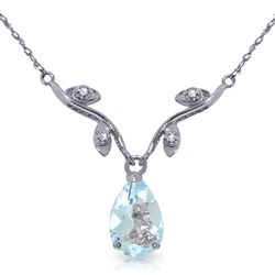 ALARRI 1.52 Carat 14K Solid White Gold Necklace Natural Diamond Aquamarine