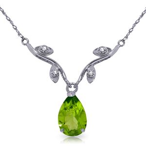 ALARRI 1.52 CTW 14K Solid White Gold Say That Again Peridot Diamond Necklace