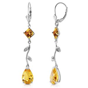 ALARRI 3.97 Carat 14K Solid White Gold Chandelier Earrings Diamond Citrine