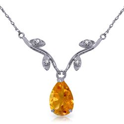 ALARRI 1.52 CTW 14K Solid White Gold Soul Of Wit Citrine Diamond Necklace