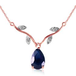 ALARRI 14K Solid Rose Gold Necklace w/ Natural Diamond & Sapphire