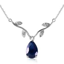 ALARRI 1.52 Carat 14K Solid White Gold Necklace Natural Diamond Sapphire