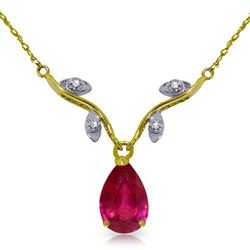 ALARRI 1.52 Carat 14K Solid Gold Sing No More Ruby Diamond Necklace
