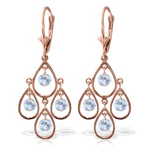 ALARRI 2.4 Carat 14K Solid Rose Gold Aquamarine Chandelier Drops