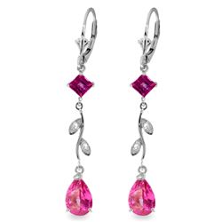 ALARRI 3.97 Carat 14K Solid White Gold Chandelier Earrings Diamond Pink Topaz