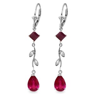 ALARRI 3.97 Carat 14K Solid White Gold Chandelier Earrings Diamond Ruby