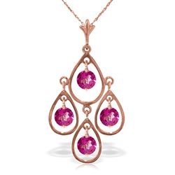 ALARRI 14K Solid Rose Gold Necklace w/ Natural Pink Topaz