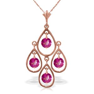 ALARRI 14K Solid Rose Gold Necklace w/ Natural Pink Topaz