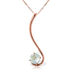 ALARRI 14K Solid Rose Gold Necklace w/ Natural Aquamarine