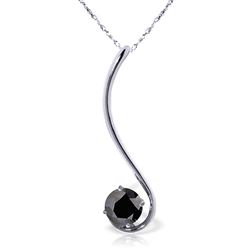 ALARRI 0.5 Carat 14K Solid White Gold Necklace Natural 0.50 Carat Black Diamond