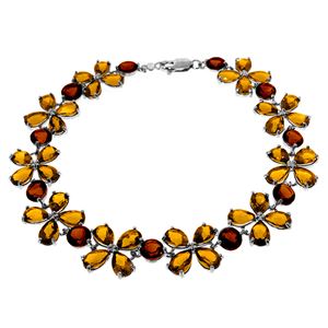 ALARRI 14K Solid White Gold Bracelet w/ Citrines & Garnets