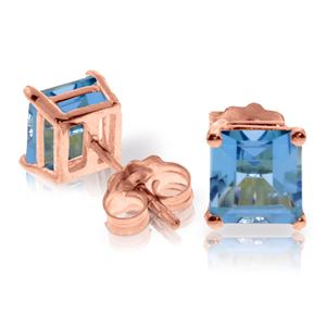 ALARRI 1.75 CTW 14K Solid Rose Gold Sparkle Blue Topaz Stud Earrings