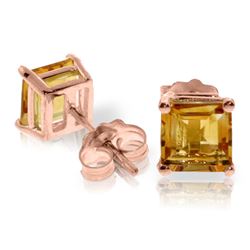 ALARRI 1.75 Carat 14K Solid Rose Gold Sparkle Citrine Stud Earrings