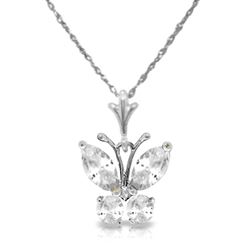 ALARRI 1.5 Carat 14K Solid White Gold Butterfly Necklace Cubic Zirconia
