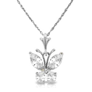 ALARRI 1.5 Carat 14K Solid White Gold Butterfly Necklace Cubic Zirconia