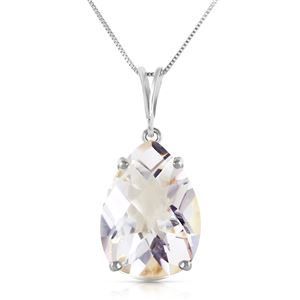 ALARRI 5 Carat 14K Solid White Gold Necklace Natural White Topaz