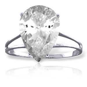 ALARRI 5 CTW 14K Solid White Gold Ring Natural White Topaz