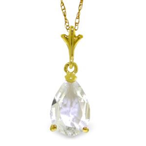 ALARRI 1.5 Carat 14K Solid Gold Shining Raindrops White Topaz Necklace