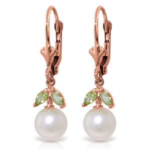 ALARRI 4.4 Carat 14K Solid Rose Gold Vibrance Pearl Peridot Earrings