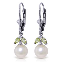 ALARRI 4.4 Carat 14K Solid White Gold Call Of The Wild Pearl Peridot Earrings