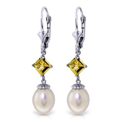 ALARRI 9.5 Carat 14K Whte Gold Eternal Value Pearl Citrine Earrings