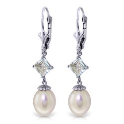 ALARRI 9.5 Carat 14K Whte Gold Bound By Memories Pearl Aquamarine Earrings