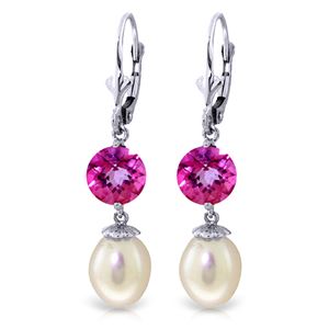 ALARRI 11.1 Carat 14K Solid White Gold Take Responsibility Pearl Pink Topaz Earrings